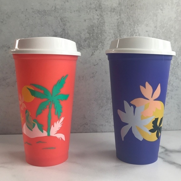 Starbucks 2020 Summer Tropical Palm Trees Hot Cups- New in Box - Picture 5 of 7